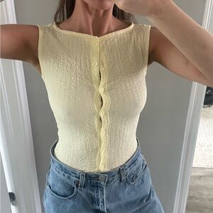 ASOS Light Yellow Textured Sleeveless Blouse
